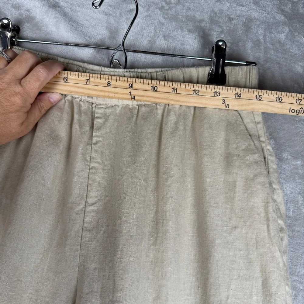 Quince Womens European Linen Wide Leg Cropped Pants Oatmeal Beige Size M